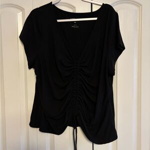 Torrid Black Gathered V-Neck Blouse